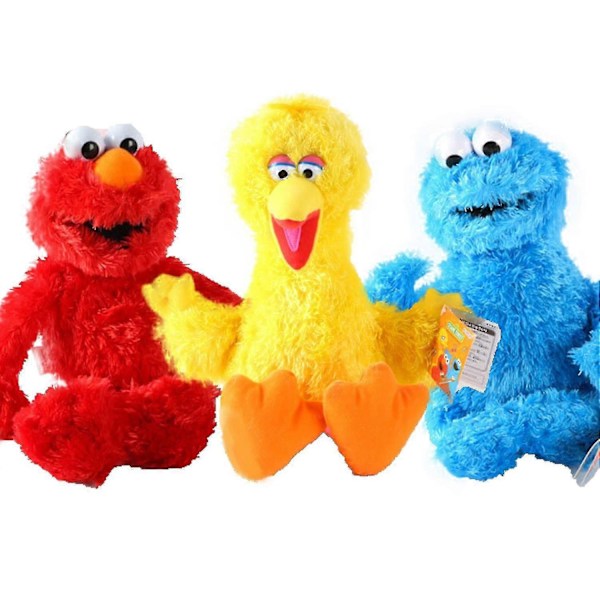 Sesamgade Elmo Cookie Monster Blød Plys Legetøjsdukker 30-33 Cm - Perfekt 3 PCS