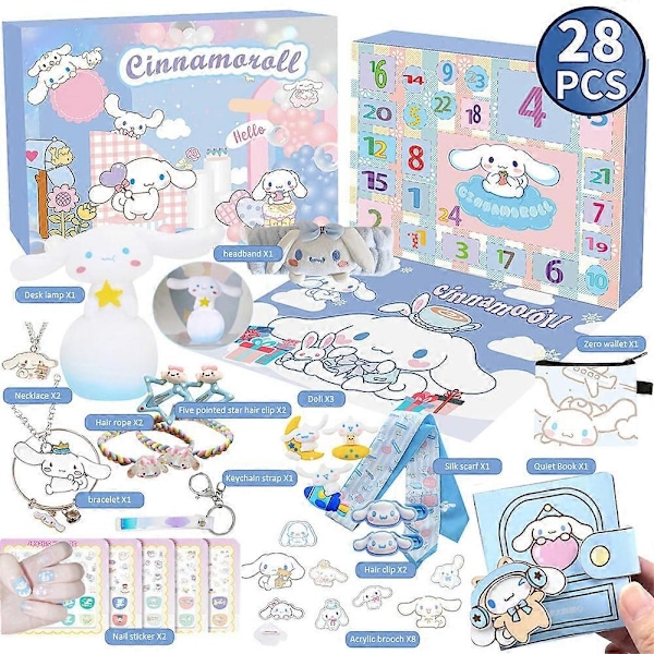 Julekalender Nedtelling 2024 Kuromi My Melody Cinnamoroll Sanrio Leketilbehør Jenter Kalendergaver-Perfekt Cinnamoroll