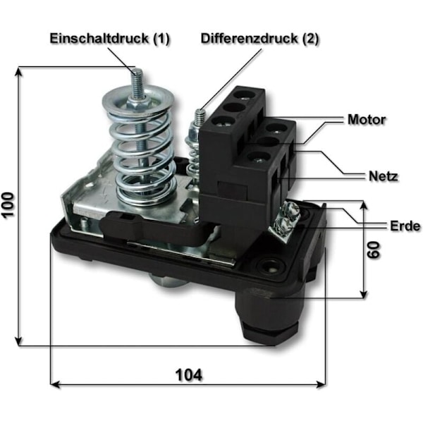 Tryckströmbrytare SK-9 230V enfas lämplig för hushållsvattenpump brunnspump - Perfet