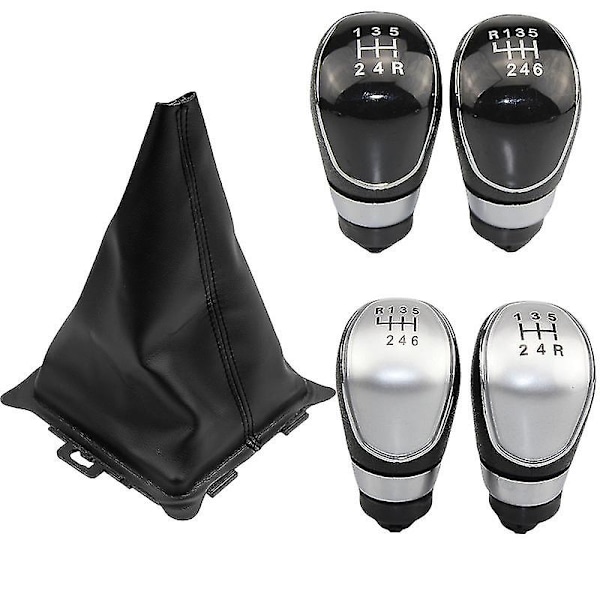 Växelspaksknopp, dammskydd, fodral, krage för Ford Fiesta 2008 2009 2010 2011 2012 - 5/6-växlad manuell - Perfekt 5-Speed Black