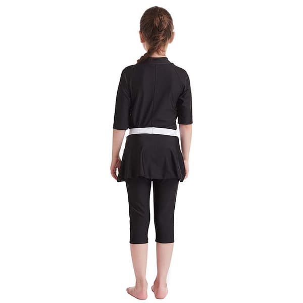 Flickbadkläder Barn Badkläder Modest Burkini Set Simning Strand - Perfet Black 160