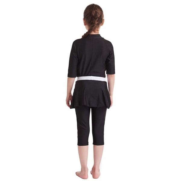 Jenter Badetøy Barn Badetøy Modest Burkini Set Swimming Beach - Perfet Black 160