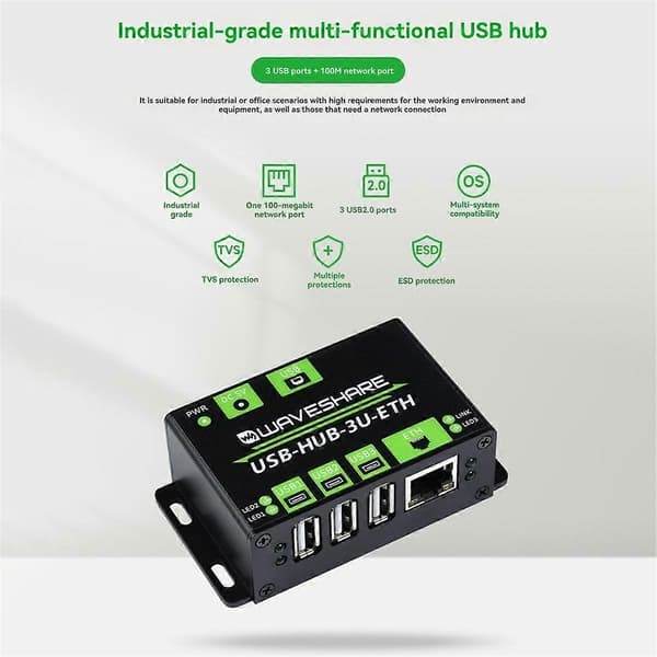 Industriell Multifunksjonell USB HUB Utvidelse 3-Port USB Hub+100M Ethernet Port USB-HUB-3U-ET-Perfet