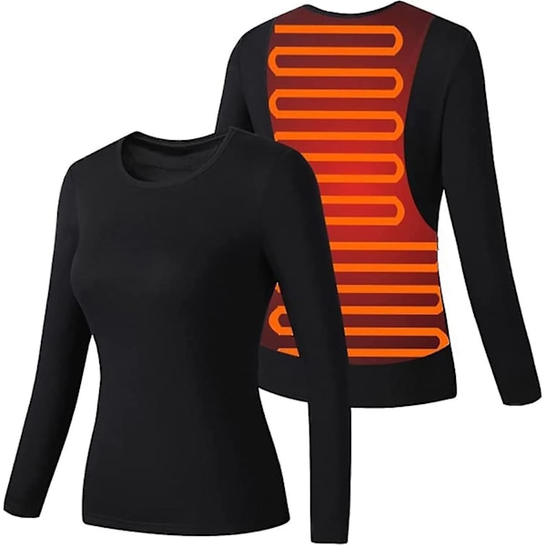 Uppvärmd Termisk Underkläder, USB Elektriskt Uppvärmd Termisk Långärmad T-shirt Super Mjuk Baslager Termisk Topp - Perfekt Longsleeve S