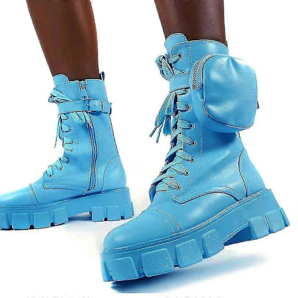 Plattformkängor i storlek Plus för kvinnor - Perfet Light Blue 36