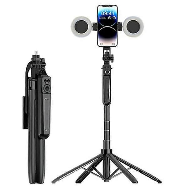 A17 1,8 m Bluetooth Selfie Stick Stativ Quadripod Ställ med Dubbla Lampor för Livestreaming-Perfekt