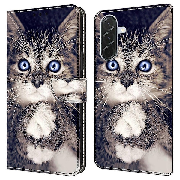 Kompatibelt med Samsung Galaxy A56 5G Läderfodral Mönstertryck Plånboksställ Flip Telefonfodral - Perfet Hand-holding Cat