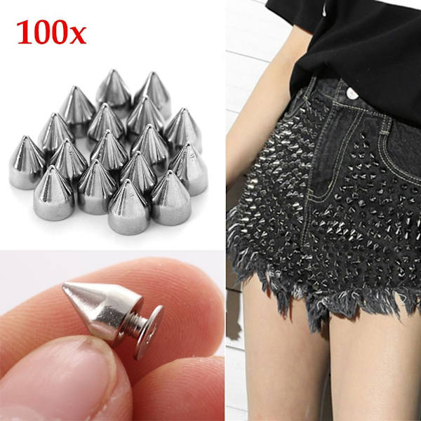 100 st/ set 9,5 mm Nitar Spikes Screwback Cone Dubbar Punk Style - Perfet