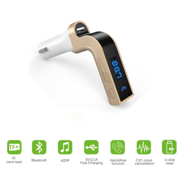 Bluetooth auton FM-lähetinmodulaattori MP3 USB Gold - Perfet gold one size
