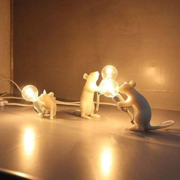 Retro Rat Pöytävalaisin Hiiri Työpöytä Valo Yövalaisin Hartsi Hiiri Lamppu Lämmin huoneen sisustus E12 Socket- Perfet