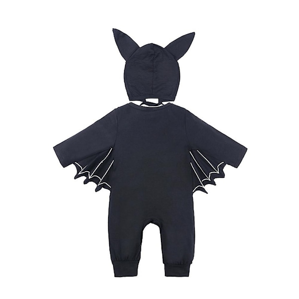3-24 Månader Baby Helkroppsdräkt Halloween Party Cosplay Kostym Jumpsuit+hatt med Öron Outfits Set Presenter-Perfekt Black 3-6 Months