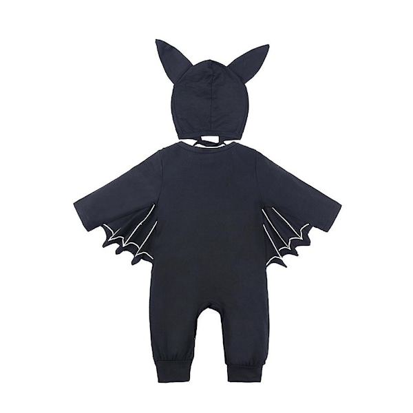 3-24 Måneder Baby Onesie Romper Halloween Party Cosplay Kostume Jumpsuit+hat med Ører Outfits Sæt Gaver-Perfekt Black 3-6 Months