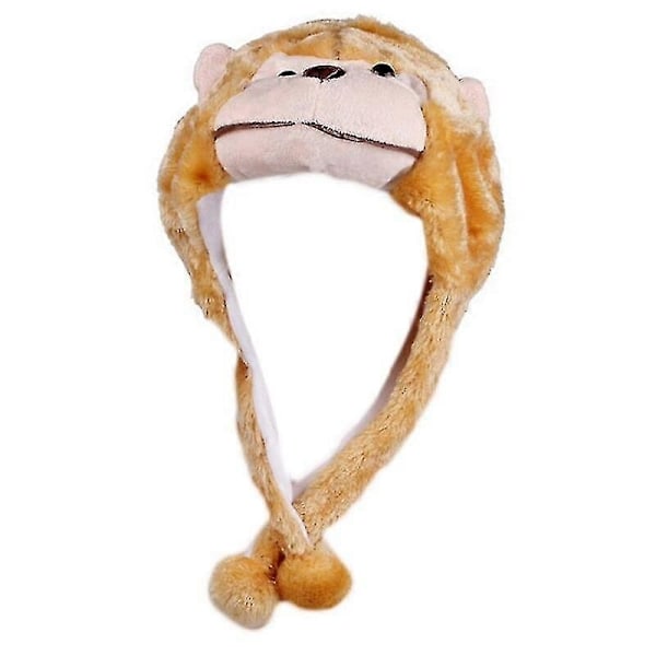 Voksen Børn Vinter Sød Plys Dyrekarakter Hue med Pom Pom Ender Lange Stropper Sjovt Udstoppede Legetøj Øreklap Hue Cosplay-Perfekt Monkey