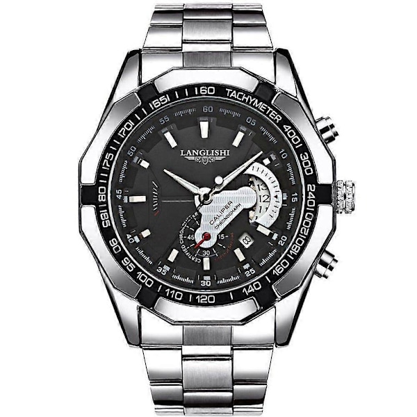 Poedagar Moderne Herre Quartz Armbåndsur Vandtæt Lysende Datovisning - Perfekt Black