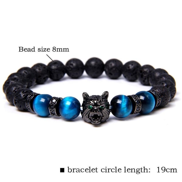 Menn Perler Armbånd Black Wolf Head Energy Retro Armbånd Smykker Gave - Perfet