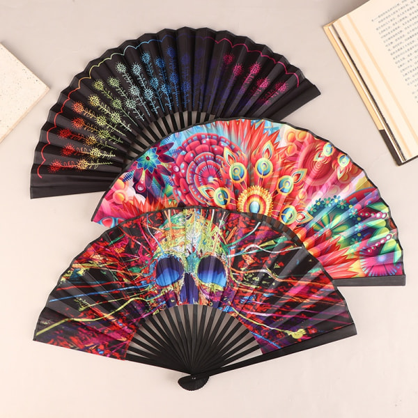 1 kpl kokoontaittuva tuuletin käsituulettimet Rainbow Print Bamboo Bone Fan - Perfet type-N6