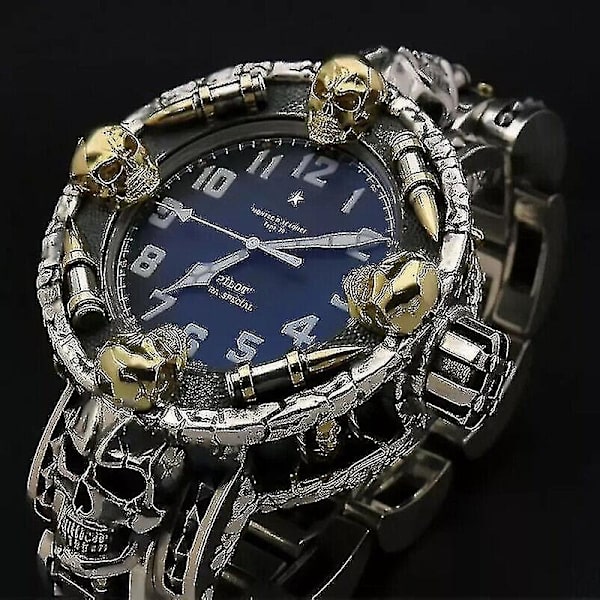Gave til Halloween Mænds Skalle Ur Harpiks Elektronisk Rem Guld Urtav Legering Ure Armbåndsur Ny-Perfekt B