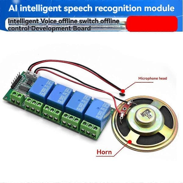 AI Intelligent Stemmegenkendelsesmodul 4CH Offline Stemmestyring Switch Modul Understøtter Brugerdefineret Stemme-Perfekt