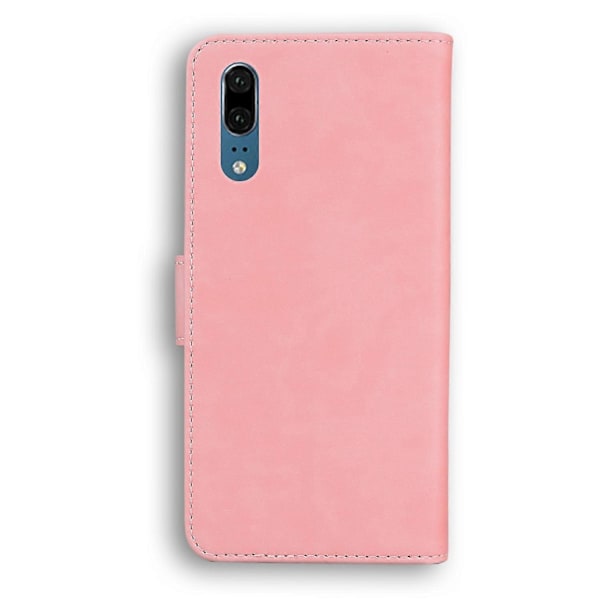 Yhteensopiva Huawei P20 kanssa, ihon tuntuinen, puhdasvärinen, läppä nahkainen puhelinkotelo - Perfet Pink