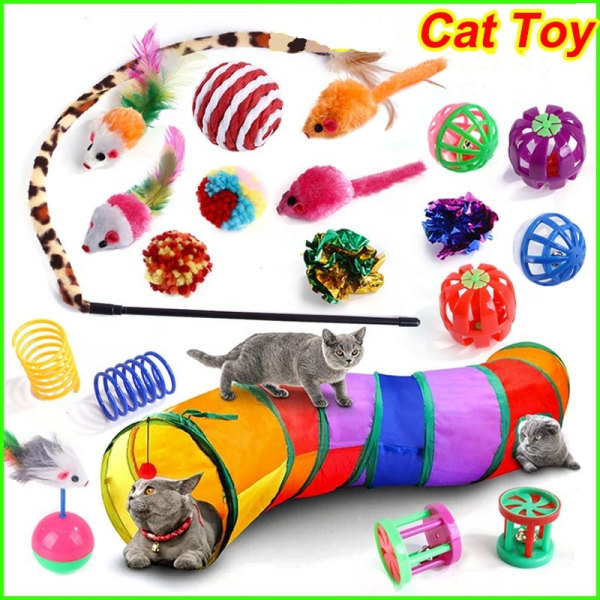 Cat Toy Pet Leker Tunnel Interaktivt innendørs leketøy E style