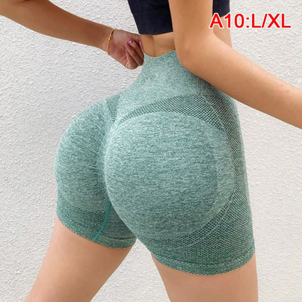 Sexy Booty Push Up Sport Yoga Shorts Dame Fitness Spandex Seam - Perfet Green L/XL