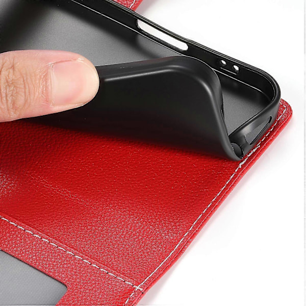 Kompatibel med Samsung Galaxy A24 4G (162,1 x 77,6 x 8,3 mm) Læder Etui med Lås, Wallet Stand og Telefon Cover - Perfekt Red