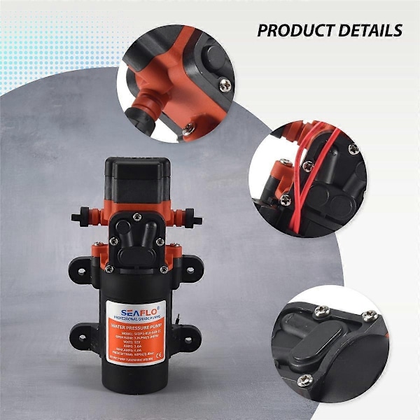 Seaflo 12V Vattentryck Membranpump 3,8 LPM 1,0 GPM 40 PSI - Husvagn/RV/Båt/Marin - Perfekt