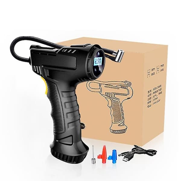 120W Elektrisk Luftpump för Bil, Bärbar Uppladdningsbar Luftkompressor, Digital Automatisk Däckpump - Perfet