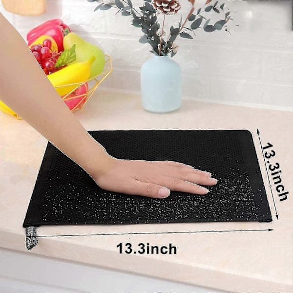 6-pack 100% Bomull Frotté Köksdukar - Hängögla för Disk och Köksrengöring - Perfekt Black 34*34cm
