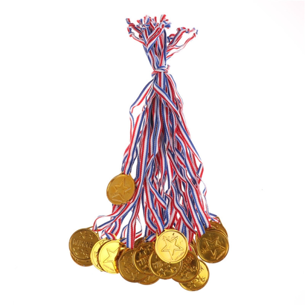 2stk Barn Gull Plast Vinnere Medaljer Sports Day Party Bag - Perfet 0 0