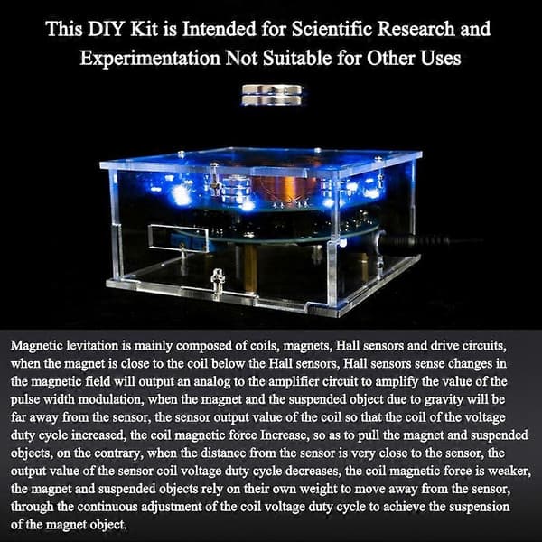 DIY Magnetisk Levitering Kit Eksperiment Loddeprosjekt Øvelse Loddemontering 2-5W 150G Last Magnet Elektronisk Kit-Perfet