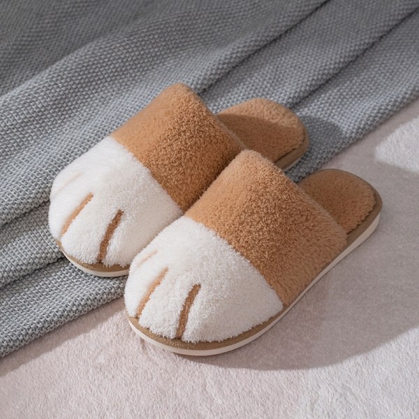 Cat Paw Hjemmesko Plys indendørs hjemmesko Kvinder Mænd Dukketøfler Bløde Varme Hjemmesko - Perfet beige 26cm (40-41)