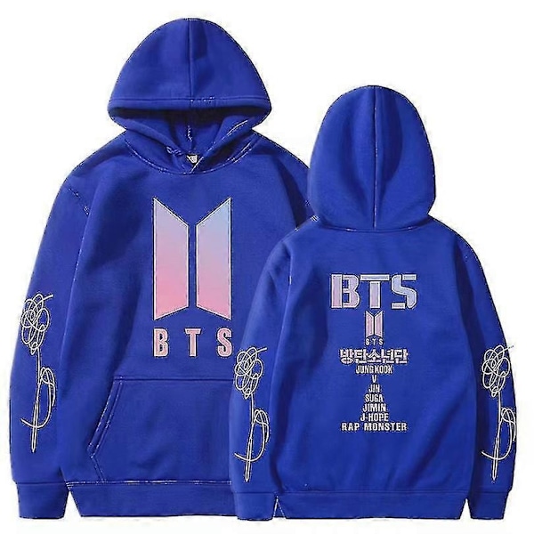 BTS Unisex Huvtröja med Huva Casual Hoodie Cosplay Jacka Topp V-Perfet blue 4XL