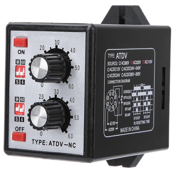 On Off Twin Timer Relæ Knap Kontrol Tidsafbryder 6S-60M AC 220V-Perfet