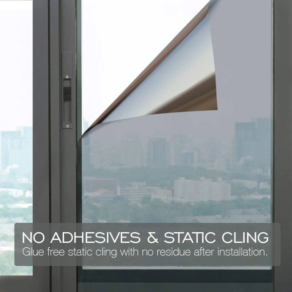 Envägs spegelvinduefilm Sekretess Window Film Privacy Sun Blocking Glass Sticker - Perfet Black-silver 40x300 cm