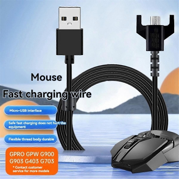 Udskiftnings USB-ladekabel Data Spilkabel Kompatibelt med GPRO/GPW/G900 G403 G703 Gaming Mus Opladerkabel - Perfekt