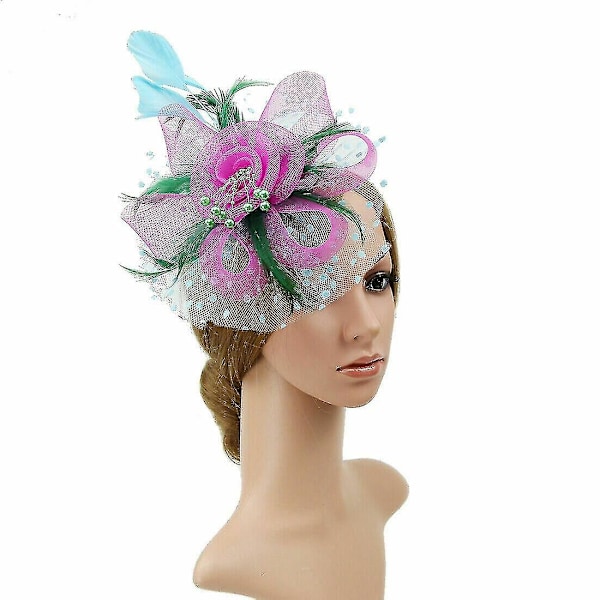 Fjærhår Fascinator Alice Hodebånd Klipp Damer Bryllup Royal Ascot Løp-Perfet Green Rose red Sky blue