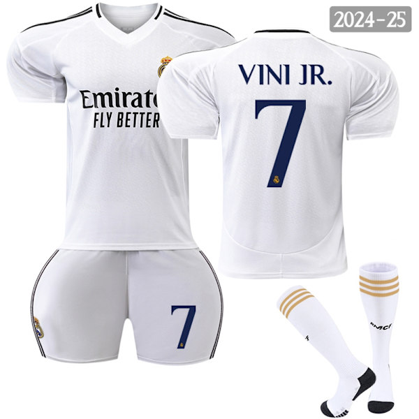 2024-2025 Real Madrid Hemmafotbollströja för barn Vinicius nr 7 VINI JR- Perfekt 18