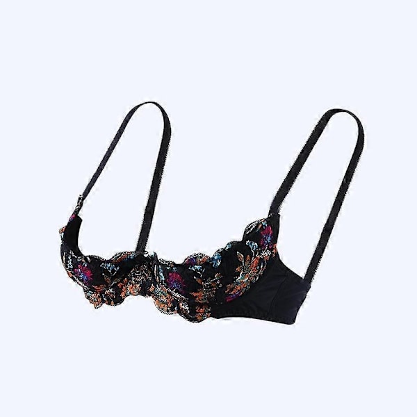 Dame 1/2 Kop Push Up Underwire Blonderi Undertøj Afsløret Kop Bh Top Justerbare Stropper Svampepolstret Bh Undertøj - Perfekt Black C M