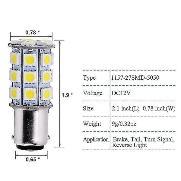 4-pakning Ba15d 5050 27-smd Led Super Hvit Bil Båt Rv Campingvogn Lys-Perfekt