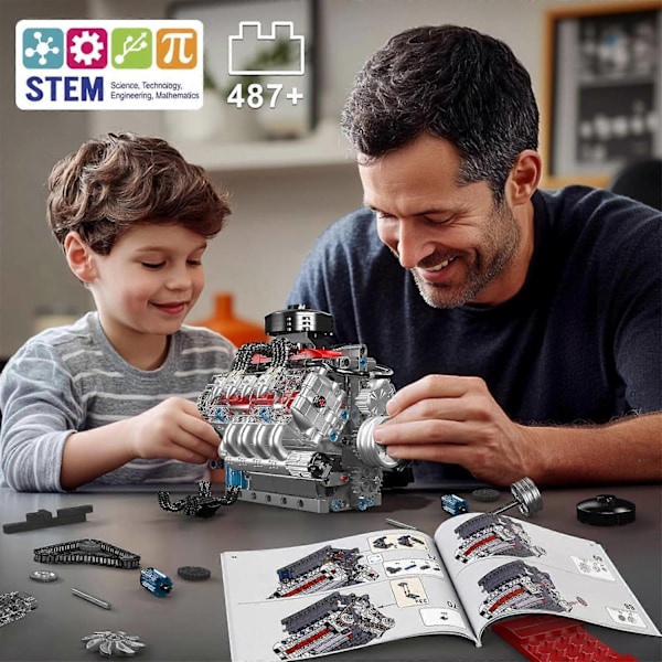 Mold King V8 Motor Byggset, Fungerande V8 Motormodell Kit, Bygg Din Egen STEM Modellmotor, 8-Cylindrig Bilmotor Byggprojekt - Perfekt