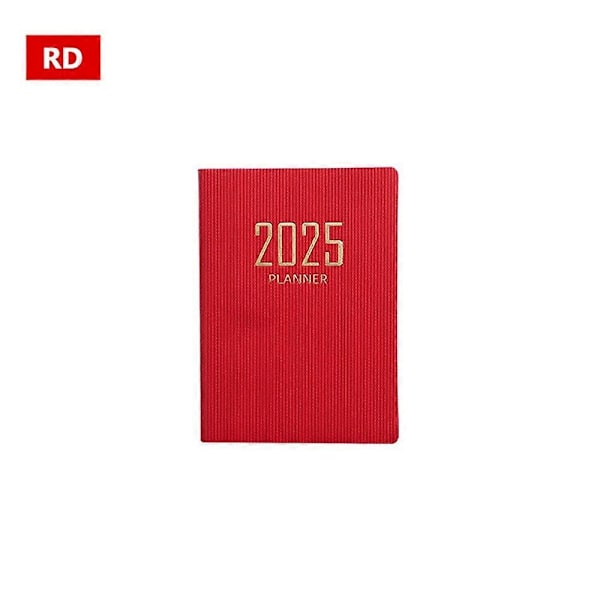 365-dagars 2025 Portabel A7 Fickplanerare PU-omslag Daglig Veckoschema Anteckningsbok Kalender Journal Skola Kontorsmaterial Agenda NY-Perfet Red