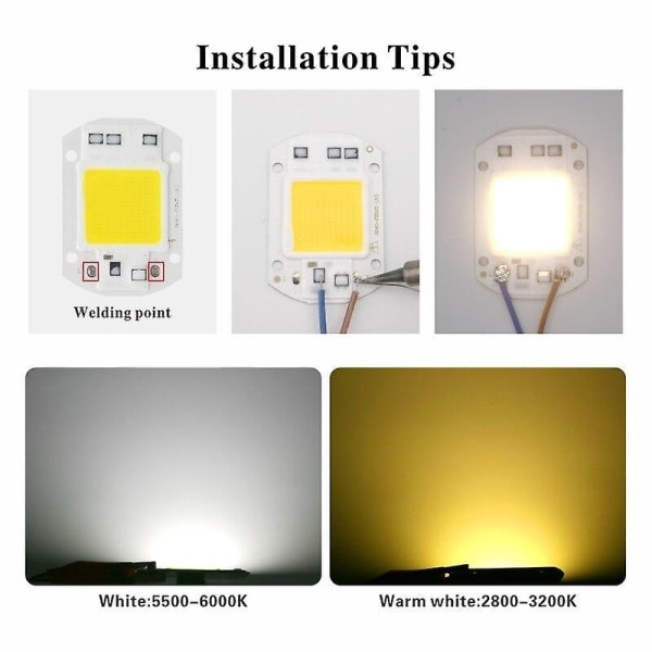 Led Cob Chip 10w/20w/30w/50w/220v Smart Ic Ei vaadi ohjainta 3w/5w/7w/9w Led-polttimo - Perfet Cool White 7W