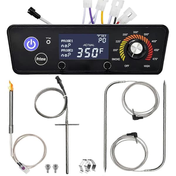 230V Digital W/LCD Display Kontrollkort Ersättningsdelar för Pellet Grill Rökar med Köttprob, RTD Sensor-Perfet
