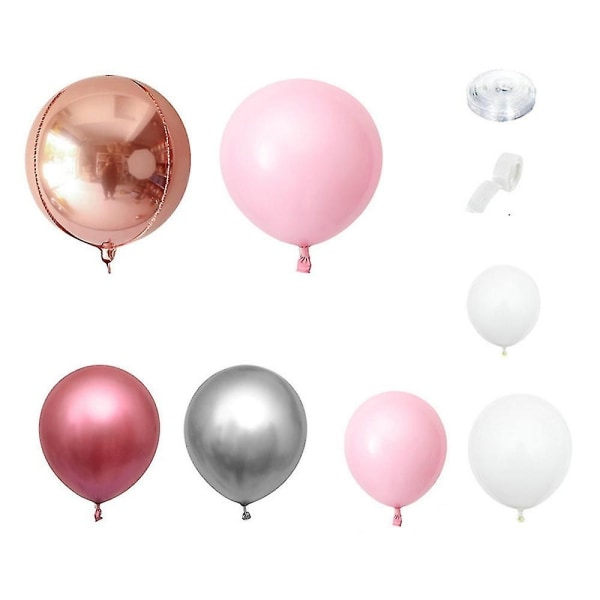 Balloon Garland Arch Kit, blå vit och guld rosa latexballonger för festdekorationer - Perfet pink