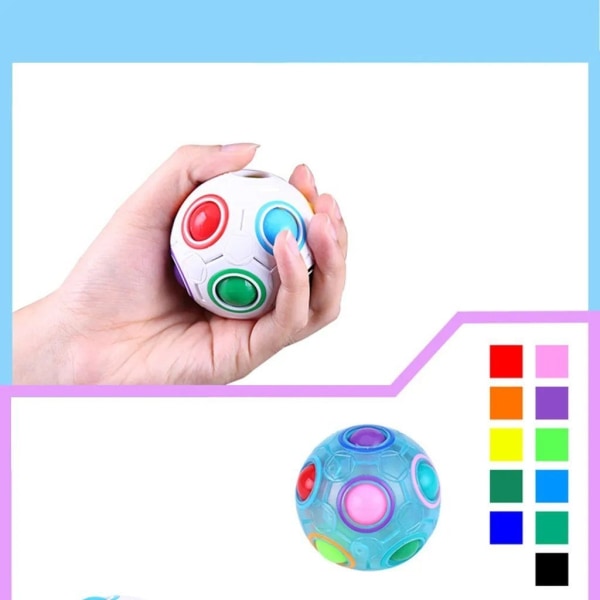 2 regnbueballer, Rubiks kube, 3D puslespillball, pedagogisk leke - Perfet