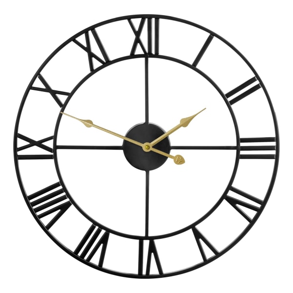 Suuri seinäkello, metallinen retroroomalainen numerokello, modernit pyöreät äänettömät seinäkellot, helppolukuiset olohuoneeseen/kotiin/keittiöön/toimistoon/ hopea- Perfet Silver 32 tum