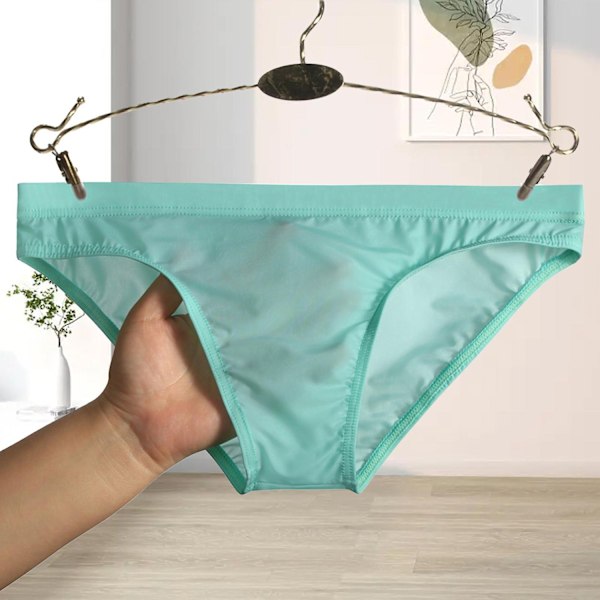Fianao Miesten Alushousut Joustavat Hengittävät Mukavat Pehmeät Läpinäkyvät Jääsilkki Seksikkäät Matala Vyötäröiset Alushousut - Perfet Light Blue 2XL