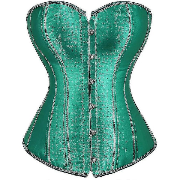 Kvinners Bustier Korsett Topp Sexy Lingerisett Svart Satin Midje Cincher-Perfet Green 5x-large