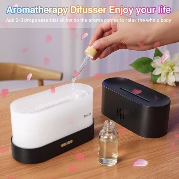 Farverig Flame Air Aroma Diffuser luftfugter til hjemmekontor med automatisk slukbeskyttelse 180ml - Perfet